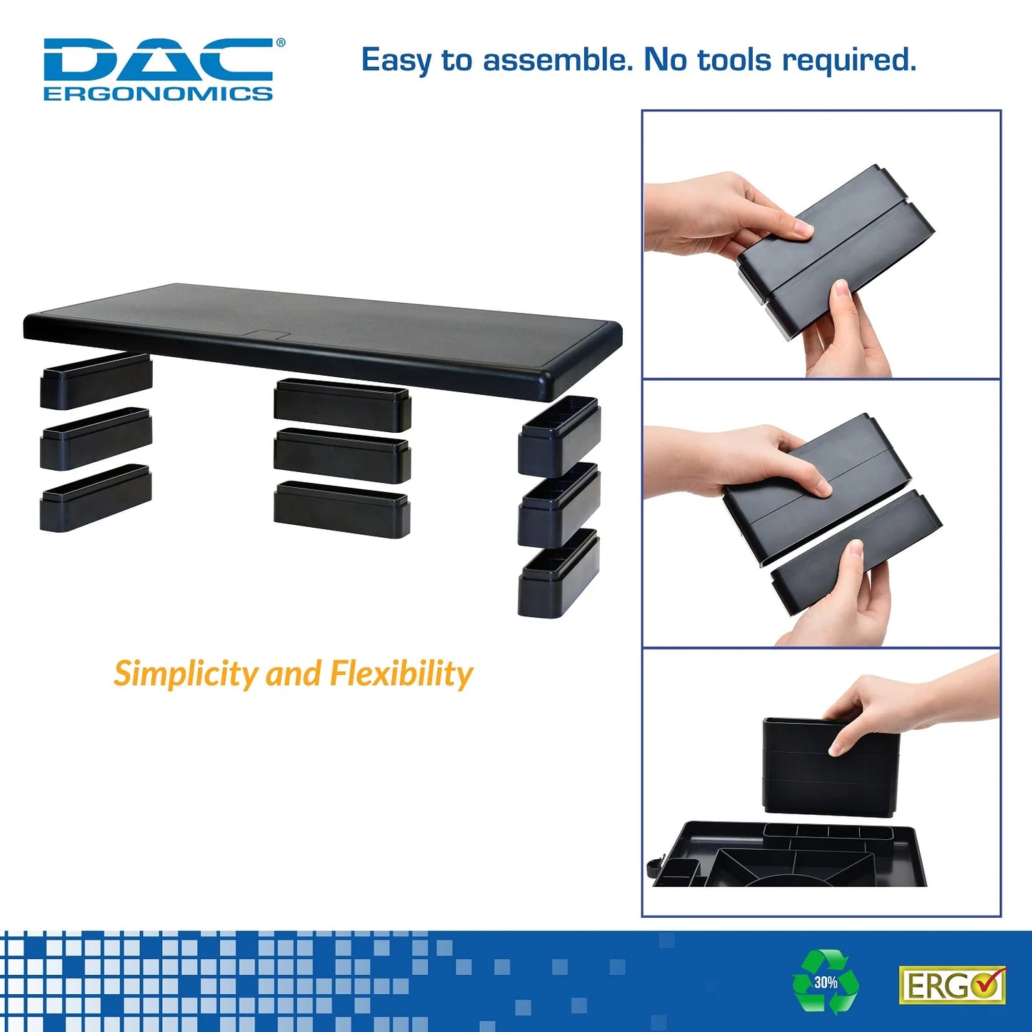 DAC Stax MP-211 Height-Adjustable Ultra-Wide Monitor/Laptop Stand, in Black