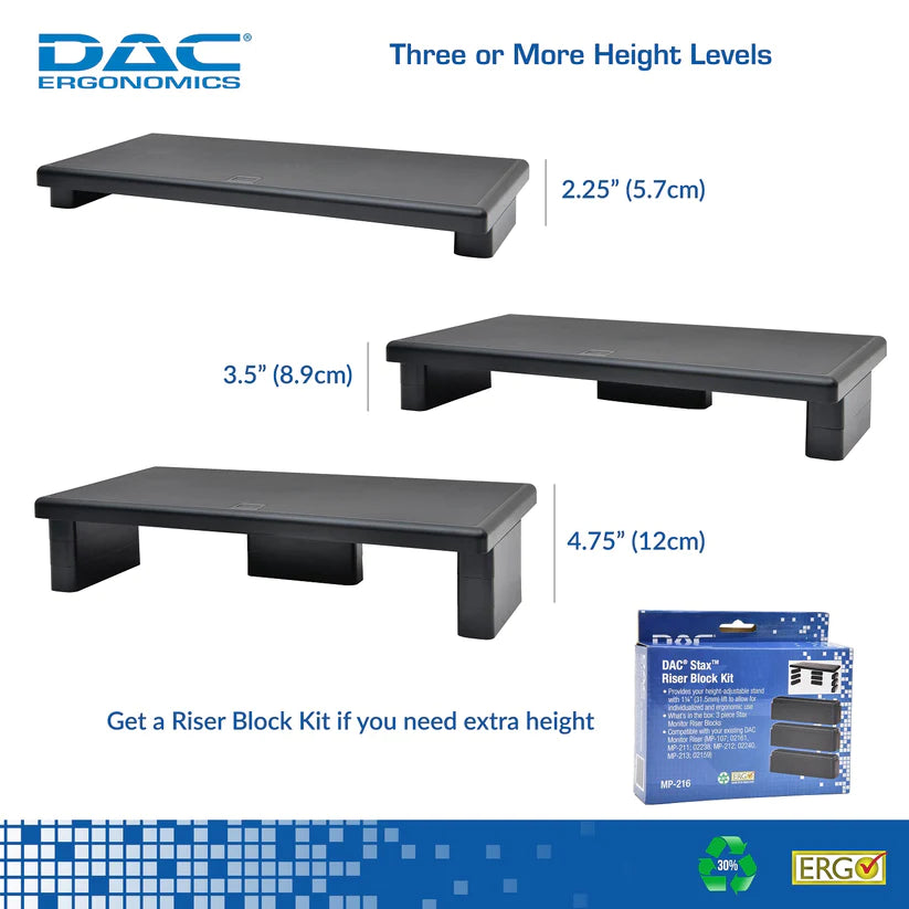 DAC Stax MP-211 Height-Adjustable Ultra-Wide Monitor/Laptop Stand, in Black
